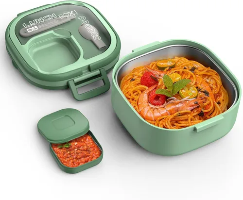 Miniatura 7 de PEDECO Lonchera Bento para adultos y niños, contenedor de comida con un solo compartimento, sin BPA, apta para microondas y lavavajillas