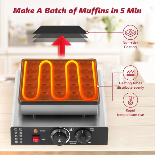 Miniatura 3 de LANUEVA Mini panquequera holandesa con receta, 25 piezas de 1.8 pulgadas, máquina de panqueques eléctrica con revestimiento antiadherente, acero