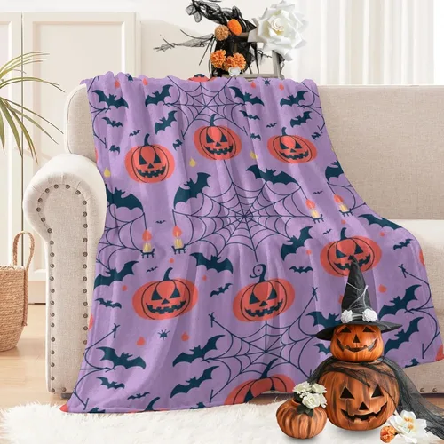 Miniatura 13 de D-Story Manta de vellón de Halloween, manta de calabaza de otoño para sofá, cama, habitación, regalos de Acción de Gracias para niños y adultos, 50