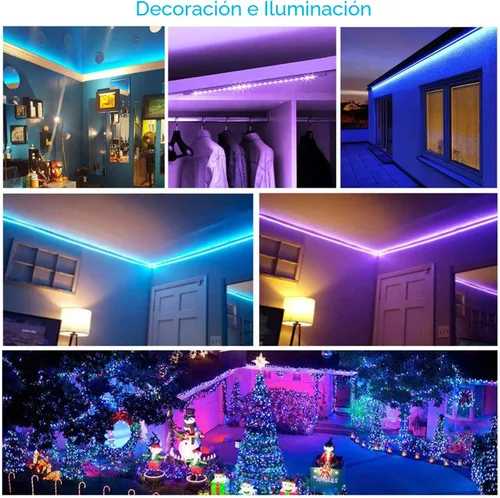 Miniatura 4 de DAYBETTER - Luces LED de 65.6 pies, tira de luces LED RGB 5050 flexibles que cambian de color, 2 rollos de luces LED de 32.8 pies para decoración