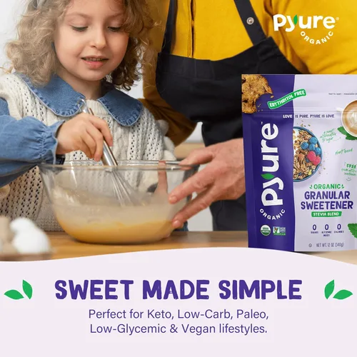 Miniatura 6 de Pyure Mezcla Orgánica de Stevia Sustituto de Azúcar Granulado con Cero Calorías y Carbohidratos Apto para Keto, Diabéticos y Veganos