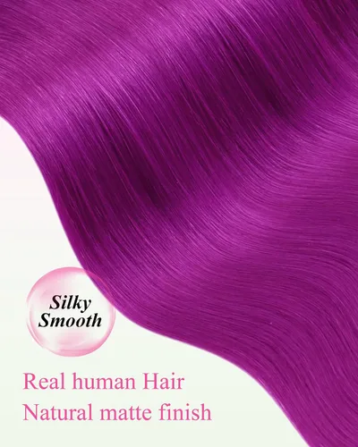 Miniatura 4 de YoungSee - Extensiones de cabello humano con cinta, extensiones de cabello color morado con cinta, 20g, extensiones de cabello teñido con cinta, 12
