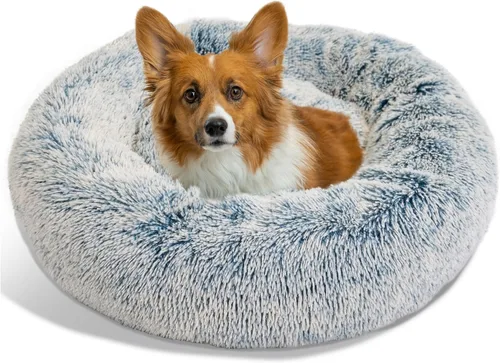 Miniatura 37 de Best Friends by Sheri - The Original Calming Donut - Cama calmante en forma de dona para perros y gatos - Pelo largo, gris escarcha, S, 23 x 23