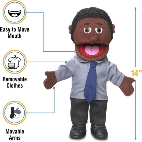 Miniatura 2 de 14" Calvin, Negro Dad/Empresario, marioneta de mano
