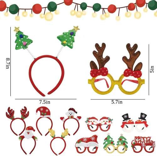 Miniatura 3 de Juego de 12 diademas de Navidad y marcos de gafas, lindas diademas de Navidad, accesorios para mujeres y hombres, regalos de fiesta de Navidad