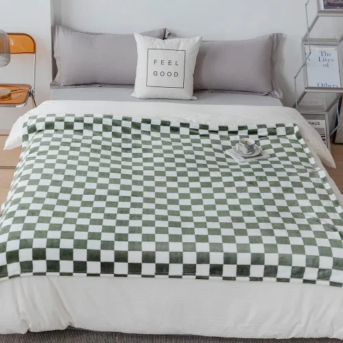 LIPOR Mantas de franela para bebé para mascotas, con patrón de cuadrícula de ajedrez, ultra suaves y mullidas, mantas decorativas para el hogar,