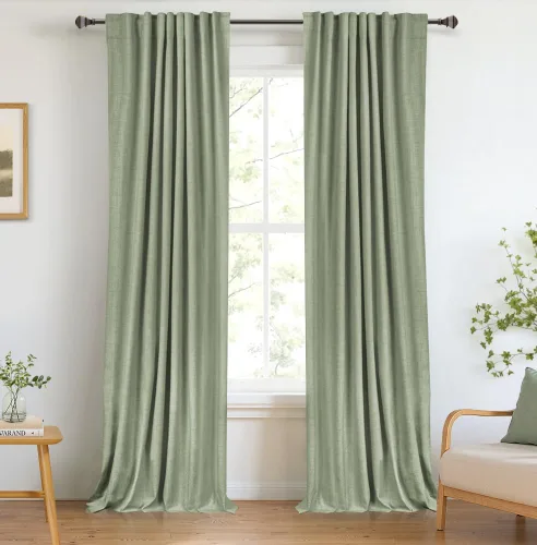 Miniatura 21 de 100% Blackout Shield - 2 cortinas opacas de lino, con presillas traseras/bolsillo para cortinero y aislamiento térmico, para el hogar, 50 pulgadas