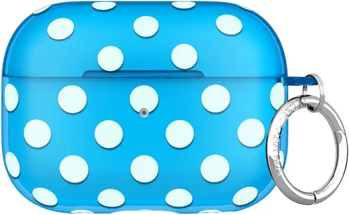 Velvet Caviar Compatible with AirPods Pro Case 2nd and 1st Generation - Cute Protective Hard Cover for Women - Blue Aquamarine Polka Dot