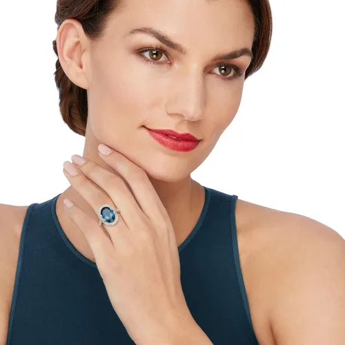 Miniatura 2 de Ross-Simons 7.89 ct. t.w. London Blue and White Topaz Ring With Diamond Accents in Sterling Silver