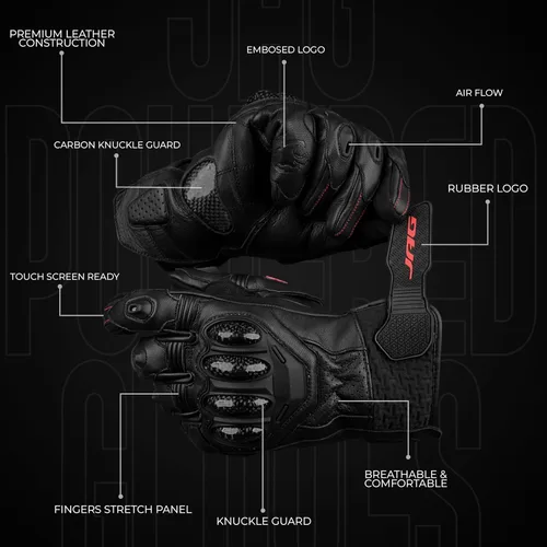 Miniatura 4 de J.A.G. Guantes de Motocicleta de Piel para Hombre - Protección de Nudillo de Fibra de Carbono, Motocicleta, Deportes Motorizados, Bicicleta