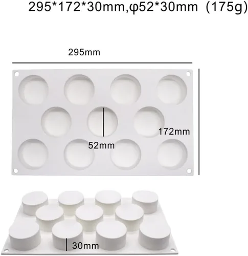 Miniatura 5 de Molde de silicona de cilindro plano para hornear, cubierta de chocolate, galletas, sándwich, muffins, magdalenas, pasteles, pudín, gelatina