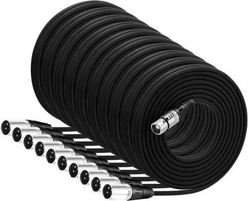 Copkim Paquete de 10 cables XLR brillantes de 6 pies, 3 pines, cable de micrófono XLR equilibrado a macho a hembra para micrófono, mezclador,