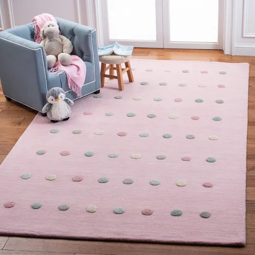 Miniatura 18 de SAFAVIEH Colección Kids - Alfombra decorativa de 3 x 5 pies, color gris, hecha a mano, de lana de lunares, ideal para zonas de alto tráfico