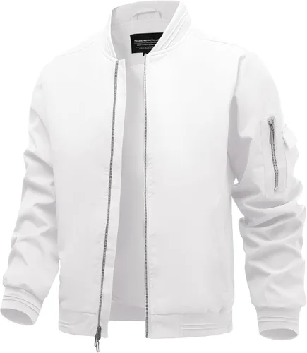 Miniatura 25 de Polu Chaquetas bomber para hombre con bolsillos, chaquetas cortavientos ligeras, cremallera de 2 vías, abrigo casual de negocios para otoño e