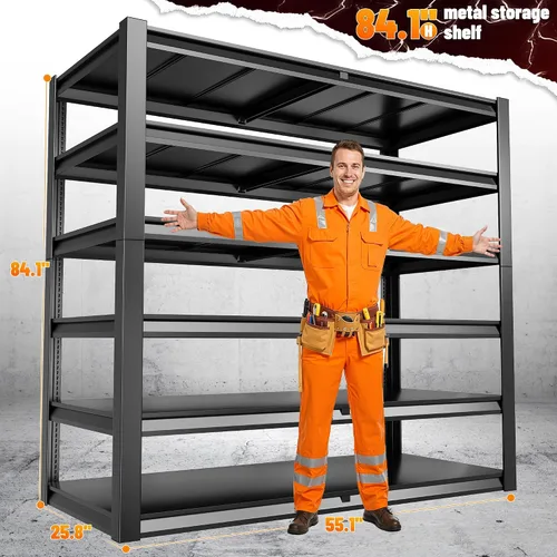 Miniatura 2 de REIBII Estantería de garaje de 84.1 pulgadas de alto, estantes de almacenamiento de 3500 libras resistentes, estantería de metal ajustable de 6