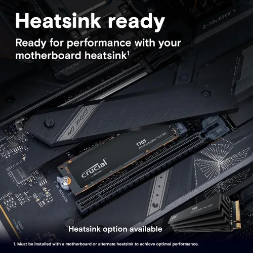 Miniatura 4 de Crucial T705 PCIe Gen5 NVMe SSD de 1 TB, hasta 13,600 MB/s, TLC NAND, compatible con Intel y Ryzen, para juegos intensivos y almacenamiento de alta