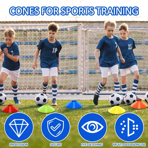 Miniatura 6 de Soccer Cones for Training, 100/15 Pack Agility Cones with Carry Bag, Multi-Color Disc Cones for Sports Training, Soccer, Football, Basketball, Field