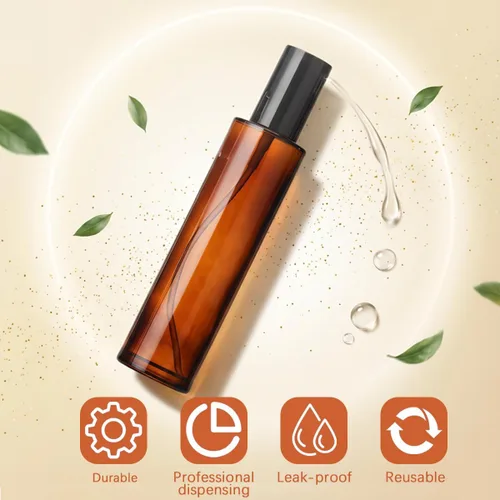 Miniatura 3 de 3 botellas de bomba de vidrio ámbar de 2.0 fl oz y 2 onzas – crema de viaje, loción, mini dispensador de jabón, botella cosmética, recipiente