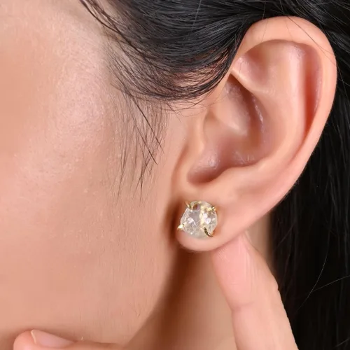 Miniatura 4 de Gempires Natural Raw Prong Setting Stud Earrings, 8-10 mm Crystals Earring, Handmade Jewelry, Gift for Her