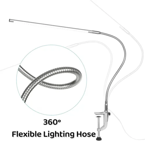 Miniatura 3 de Lámpara de escritorio con abrazadera, 3 modos, 10 brillo, rotación de 360°, luz de lectura para cuidado de los ojos, cuello de cisne flexible de 8 W