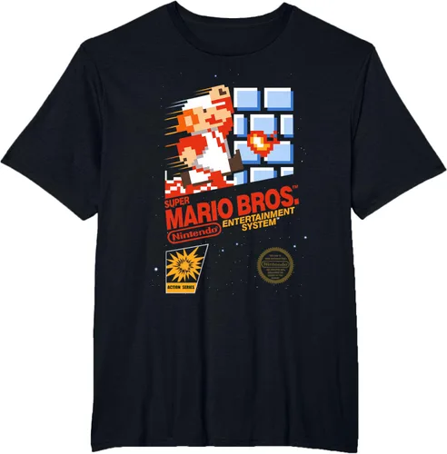 Miniatura 32 de Super Mario Dashin - Camiseta gráfica de acción, ajuste clásico, cuello redondo, color negro