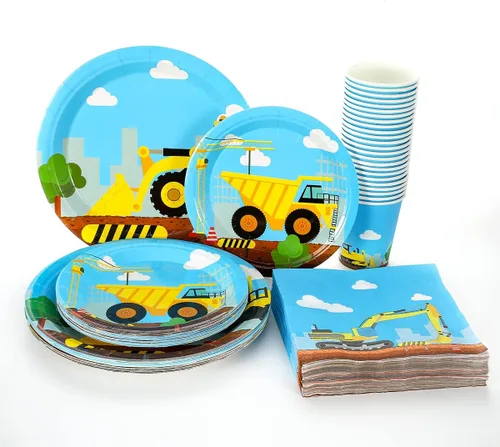 Miniatura 3 de Juego de 97 piezas de suministros para fiesta de cumpleaños de construcción, para niños, sirve para 24 excavadoras de invitados, camión excavador
