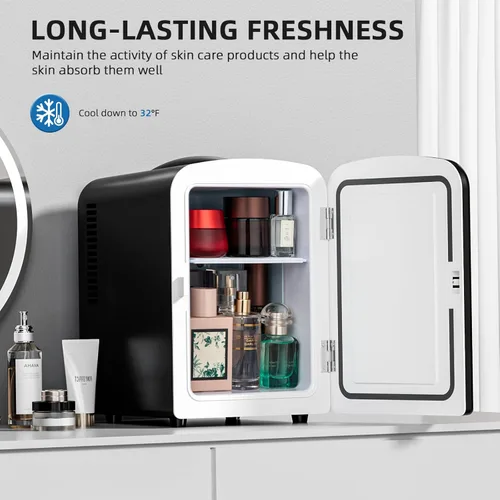 Miniatura 6 de Electactic Refrigerador compacto, mini refrigerador portátil, cuidado de la piel, capacidad de 4 litros/6 latas, para dormitorio, automóvil, oficina