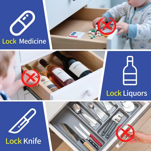 Miniatura 4 de Cerradura de gabinete RFID, cerraduras electrónicas para cajones RFID, soporte para teléfono NFC desbloqueo para bloquear cuchillo de medicina