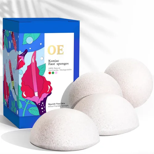 Konjac - Esponja facial para limpieza | Vegano + sin microplásticos | 100% natural a base de plantas | No tóxico | Biodegradable sostenible |