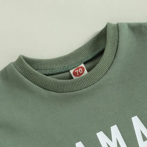 Miniatura 99 de Conjunto de traje de verano para bebé niño pequeño, manga corta, cuello redondo, letras impresas, lindo traje de verano, conjunto de 2 piezas