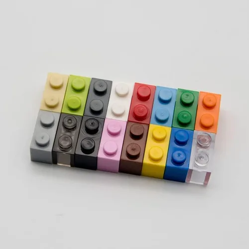 Miniatura 3 de Bloque de ladrillo clásico a granel, ladrillos negros 1x2, ladrillos de construcción planos 100 piezas, compatible con piezas y piezas de Lego: 1x2