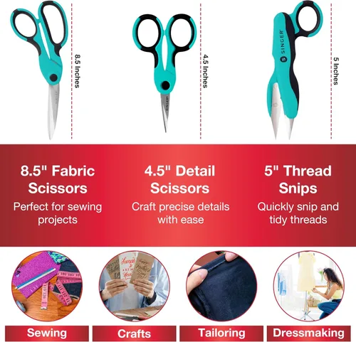Miniatura 2 de SINGER Paquete de tijeras de coser ProSeries: tela resistente de 8.5 pulgadas, bordado de detalle de 4.5 pulgadas, tijeras de hilo de 5 pulgadas