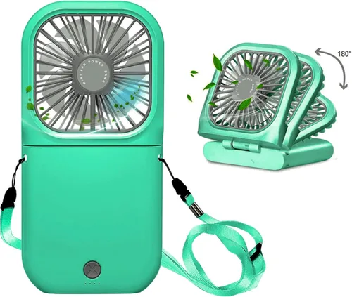 Miniatura 13 de Ventilador portátil para el cuello mini, silencioso, de mano, personal, plegable, recargable por USB, operado para el hogar, oficina, exteriores