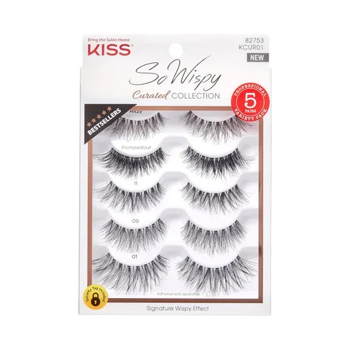 Miniatura 12 de KISS So Wispy - Pestañas postizas, paquete de varias unidades, n.º 01, fáciles de aplicar, ligeras, 100% libres de crueldad, pelo humano natural