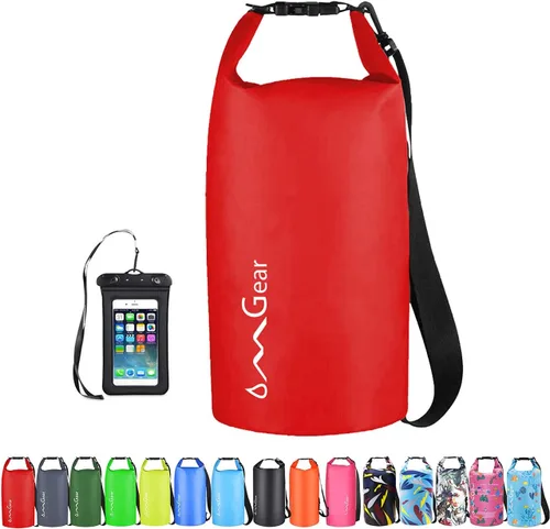Miniatura 8 de OMGear - Bolsa seca impermeable y bolsa para teléfono, bolsa flotante de 40L/30L/20L/10L/5L para kayak, navegación, actividades al aire libre verde