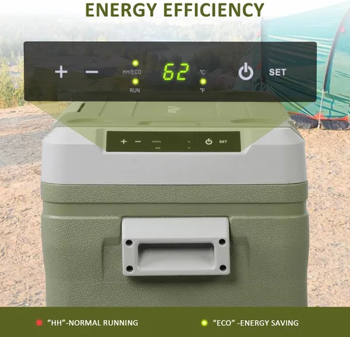 Miniatura 4 de Refrigerador portátil de 12 V para automóvil, refrigerador de doble zona de 45.4 cuartos de galón, 100-240 V CA, -4 °F ~ 68 °F, enfriador