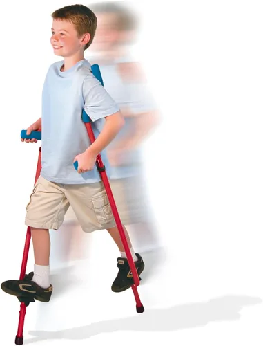 Miniatura 7 de Geospace Walkaroo - Zancos de acero ajustables para niños, juego para interiores y exteriores, ejercicio, zancos de acero para adultos, hasta 220