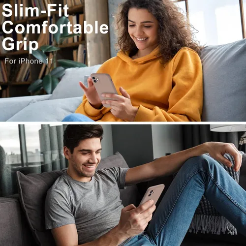Miniatura 2 de DEENAKIN Funda compatible con iPhone 11 con protector de pantalla, silicona sedosa, funda de cámara mejorada, probada contra caídas de 16 pies