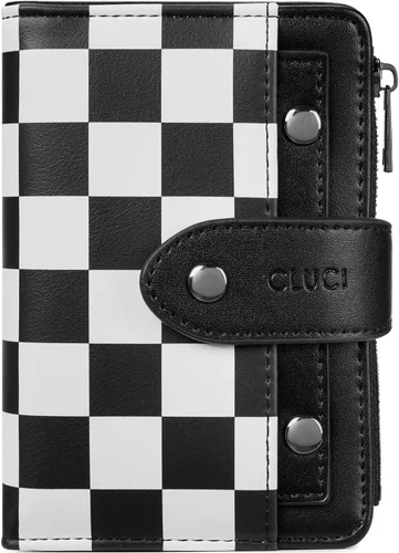 Miniatura 18 de CLUCI Cartera pequeña para mujer, de piel, delgada, plegable, con múltiples tarjeteros, organizador de diseño con ventana de identificación extraíble