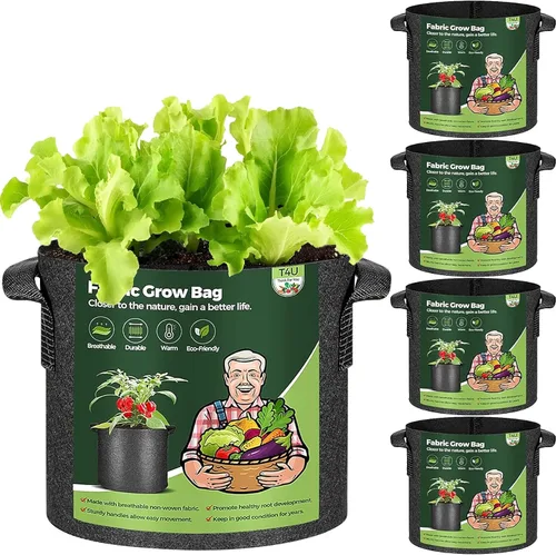 T4U Bolsas de cultivo de 3 galones, bolsas de cultivo mejoradas con asas, macetas de tela no tejida gruesa de alta resistencia, macetas de 3 galones
