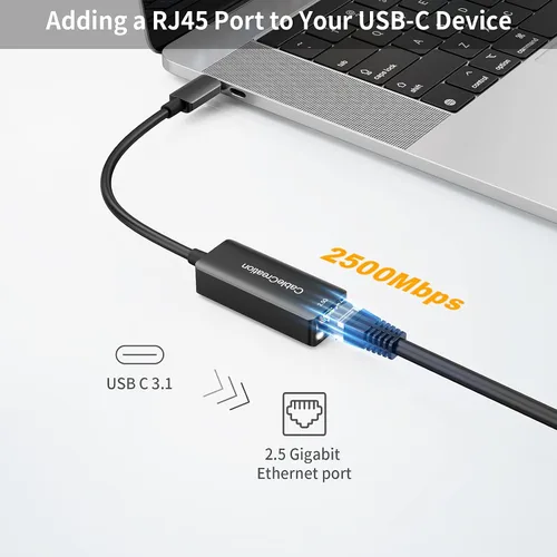 Miniatura 2 de CableCreation Adaptador USB C a 2.5G Ethernet, USB C 3.1 a RJ45 2.5 Gigabit LAN Thunderbolt 3, compatible con MacBook Pro MacBook Air iPad Pro