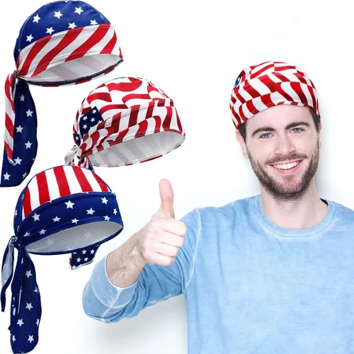 Miniatura 2 de Chuangdi 3 unidades Do Rags Dew Rag Skull Caps para hombres, bandana, gorros, sombreros pirata, gorras de ciclismo, diademas para la cabeza