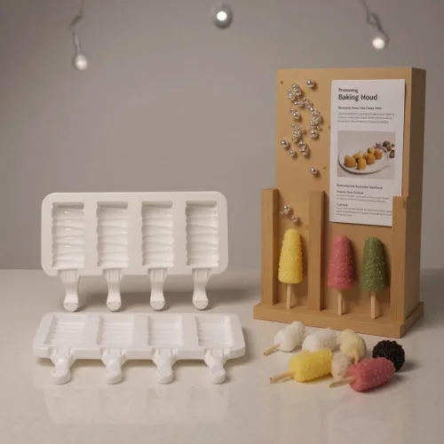 Miniatura 5 de Juego de moldes para paletas, 3 moldes de silicona para helado con 200 palos de madera, moldes de golosinas congeladas reutilizables