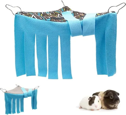 Miniatura 13 de RIOUSSI Escondite para Cobayas Escondite de Rincón Forro Polar Juguetes Accesorios de Jaula con Lados Reversibles, Hojas Negras