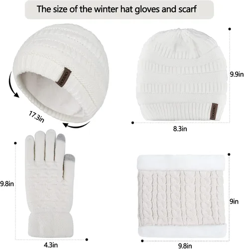 Miniatura 5 de Gorro de invierno de 3 piezas para mujer