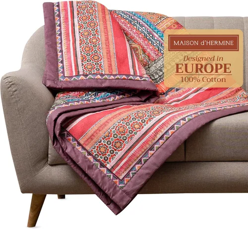 Miniatura 27 de Maison d' Hermine Manta para sofá, ligera y suave, cálida y transpirable, de algodón, para cama, para niñas, niños, mujeres, hombres, regalos, sofá