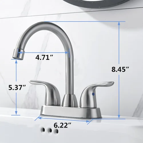 Miniatura 7 de Grifo de lavabo de baño con conjunto de drenaje emergente, grifo central de 4 pulgadas y 2 manijas - Control de temperatura, fácil de instalar