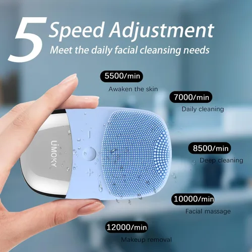 Miniatura 4 de Cepillo de limpieza facial, limpiador facial eléctrico 3 en 1, masajeador vibratorio, IPX7 impermeable, cepillo de poros recargable por USB