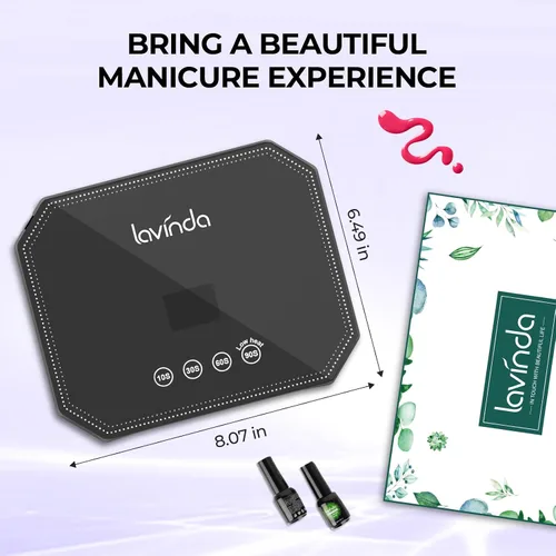 Miniatura 9 de Lavinda Lámpara de uñas LED UV de 54 W, luz de uñas de gel enchufable con pantalla LCD, 4 temporizadores, sensor automático, longitud de onda doble