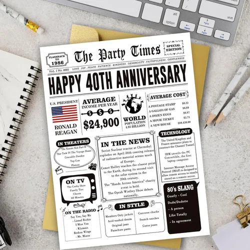 Miniatura 2 de Missonemi Tarjeta de regalo de 40 aniversario para mujeres y hombres, tarjeta jumbo de 40 aniversario de boda, ideas de regalo para abuelo, abuela